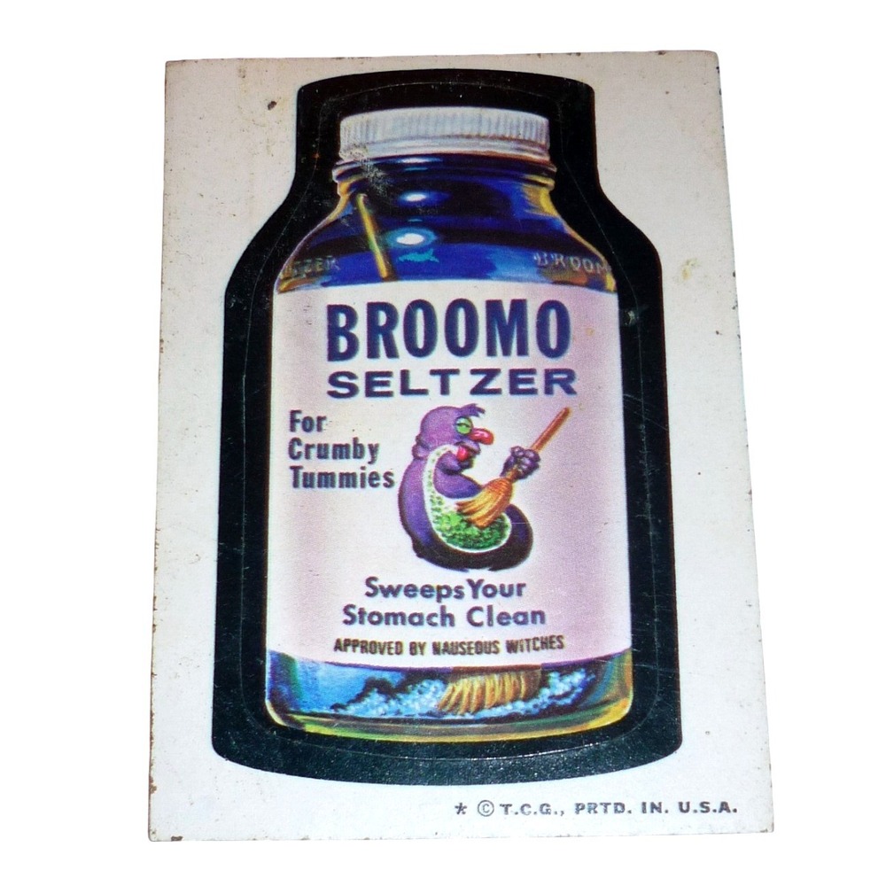 Vintage 1970 Topps Wacky Packages Broomo Seltzer Sticker Parody Card